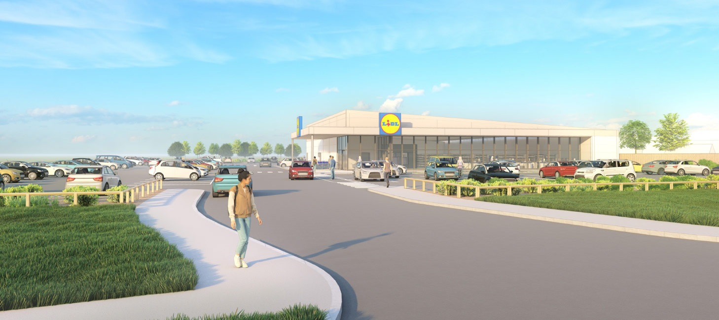 3D visual of the proposed Lidl store